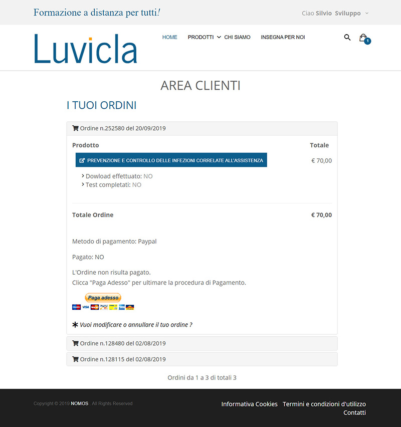 luvicla.it ordini - portfolio app arsdue